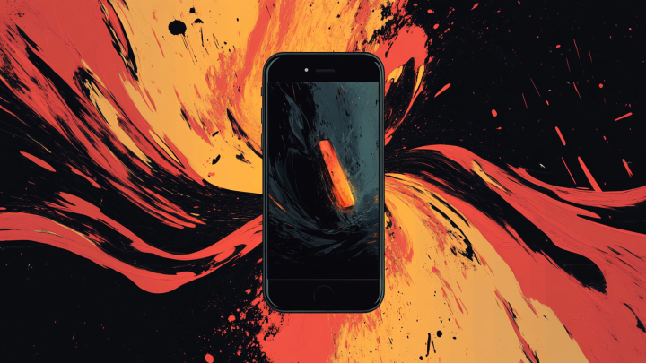 Art of an iphone against a disorienting background.