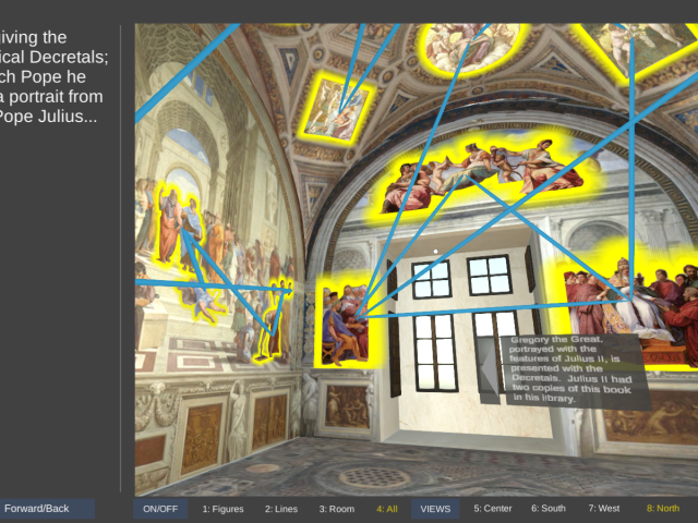 screenshot of  interactive virtual environment that allows viewers to explore the Stanza della Segnatura