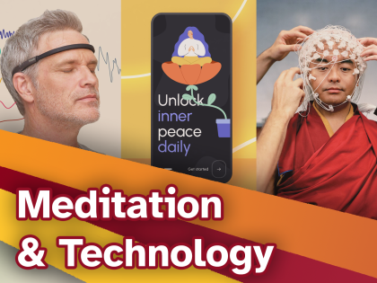 Promotional image for meditation and technology workshop.