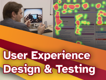 Promo image for workshop with title "User Experience Design and Testing."
